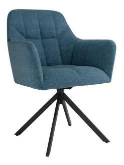 Silla Giratoria de 180° con Respaldo y Asiento Tapizados y Patas de Metal BÉRGAMO