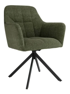 Silla Giratoria de 180° con Respaldo y Asiento Tapizados y Patas de Metal BÉRGAMO