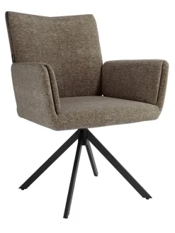 Silla Giratoria de 180° con Respaldo y Asiento Tapizados y Patas de Metal MODENA