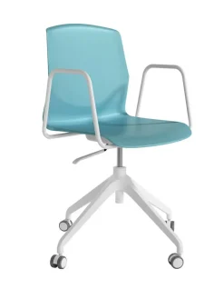 Silla Giratoria de Polipropileno con Patas de Plástico Nylon Blancas HOUSTON
