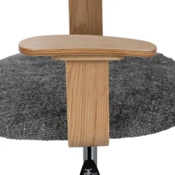 Silla Giratoria Gris-Natural con Respaldo en Roble y Base de Metal 612637