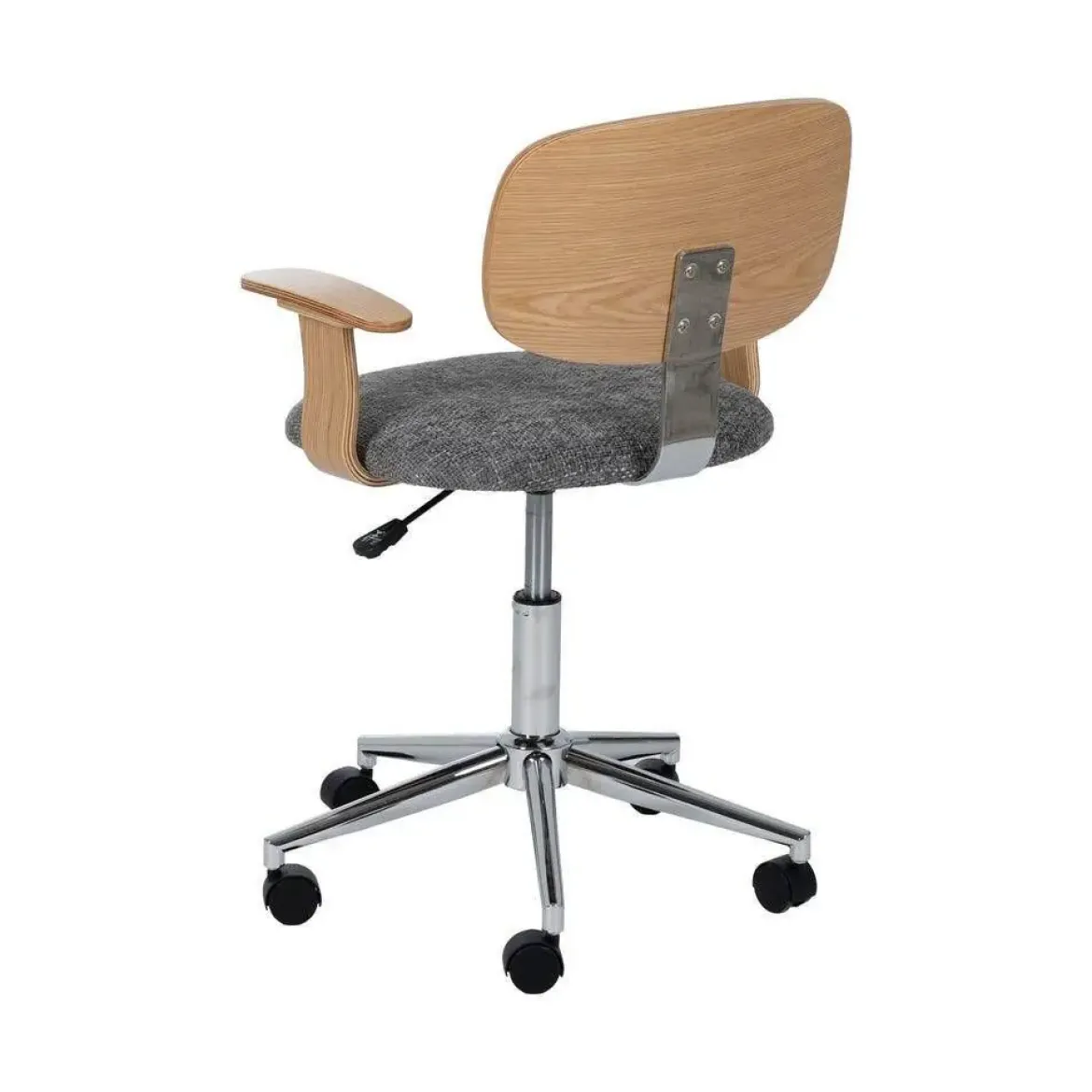 Silla Giratoria Gris-Natural con Respaldo en Roble y Base de Metal 612637
