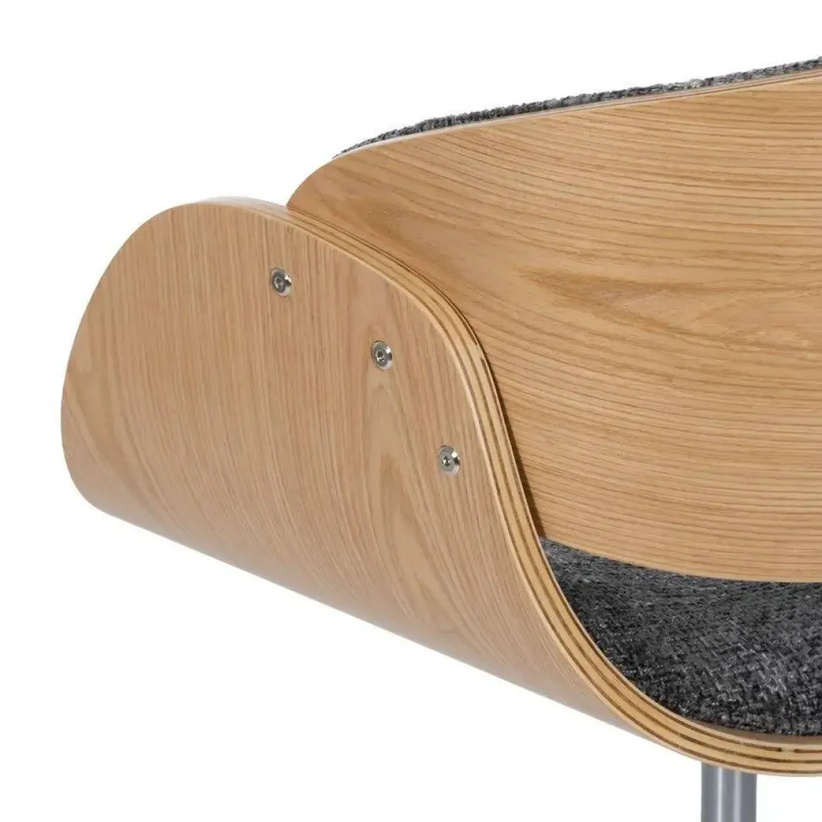Silla Giratoria Gris-Natural con Patas de Nilón y Respaldo en Nogal 612639