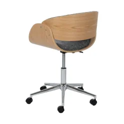 Silla Giratoria Gris-Natural con Patas de Nilón y Respaldo en Nogal 612639