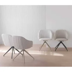 Silla Giratoria Tapizada en Chenilla con Patas de Metal GABAR