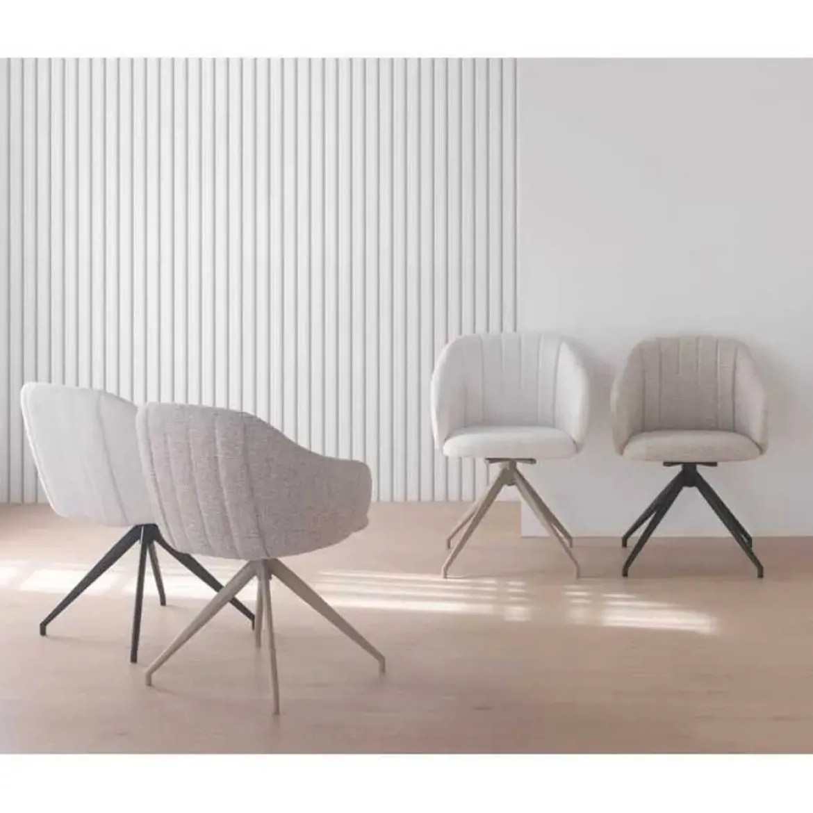 Silla Giratoria Tapizada en Chenilla con Patas de Metal GABAR