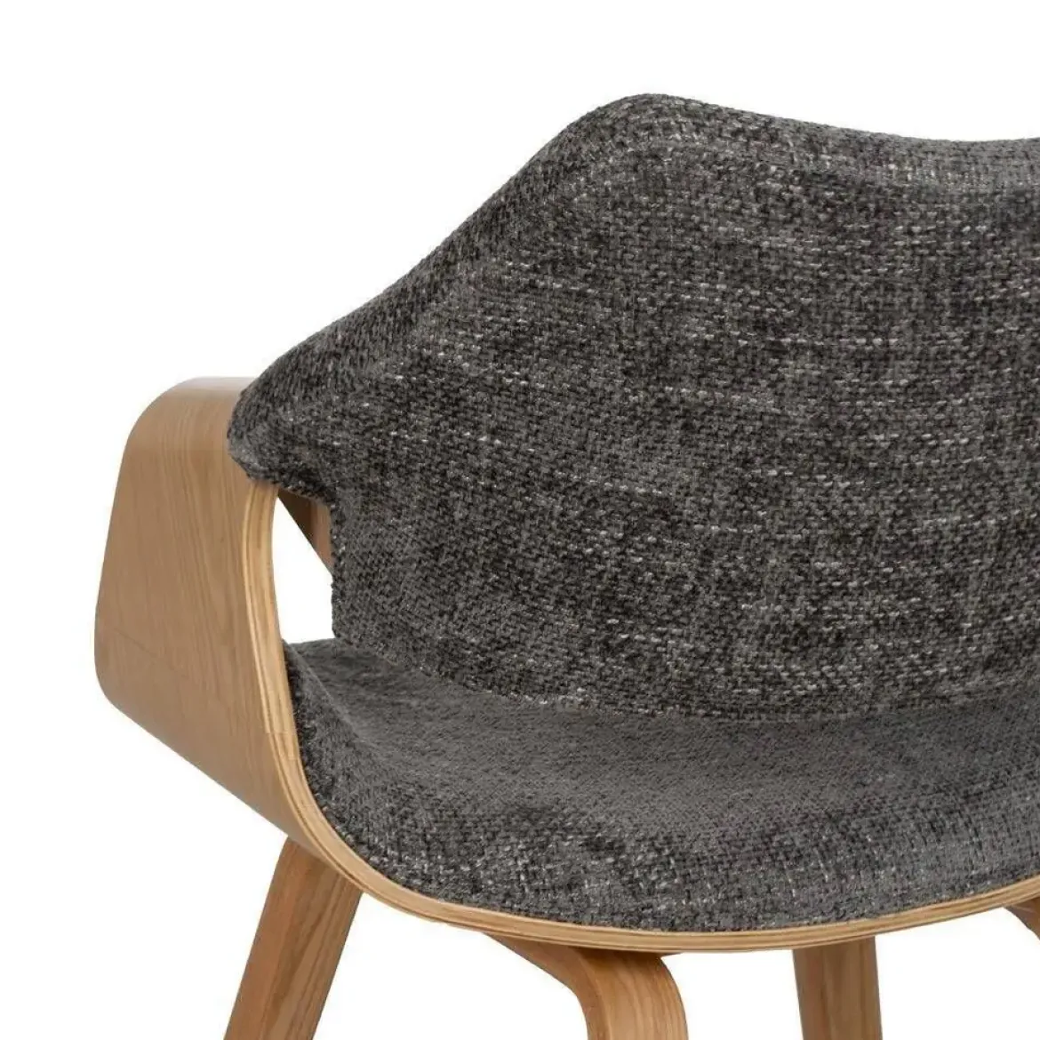 Silla Gris con Asiento Acolchado y Respaldo de Madera Natural 61 cm 612643