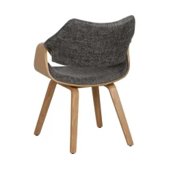 Silla Gris con Asiento Acolchado y Respaldo de Madera Natural 61 cm 612643