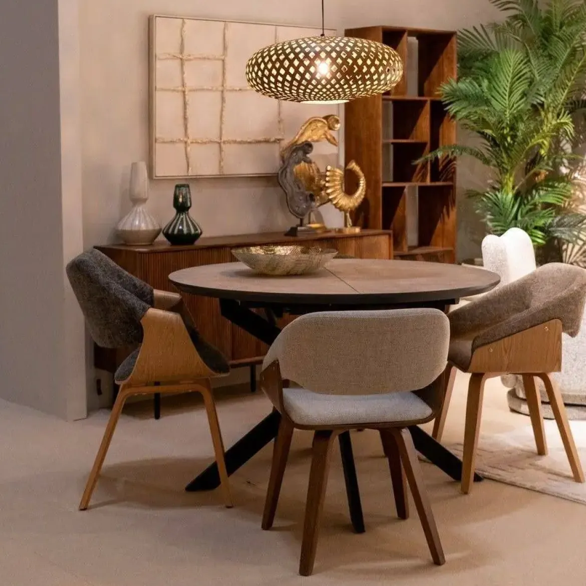 Silla Gris con Asiento Acolchado y Respaldo de Madera Natural 61 cm 612643