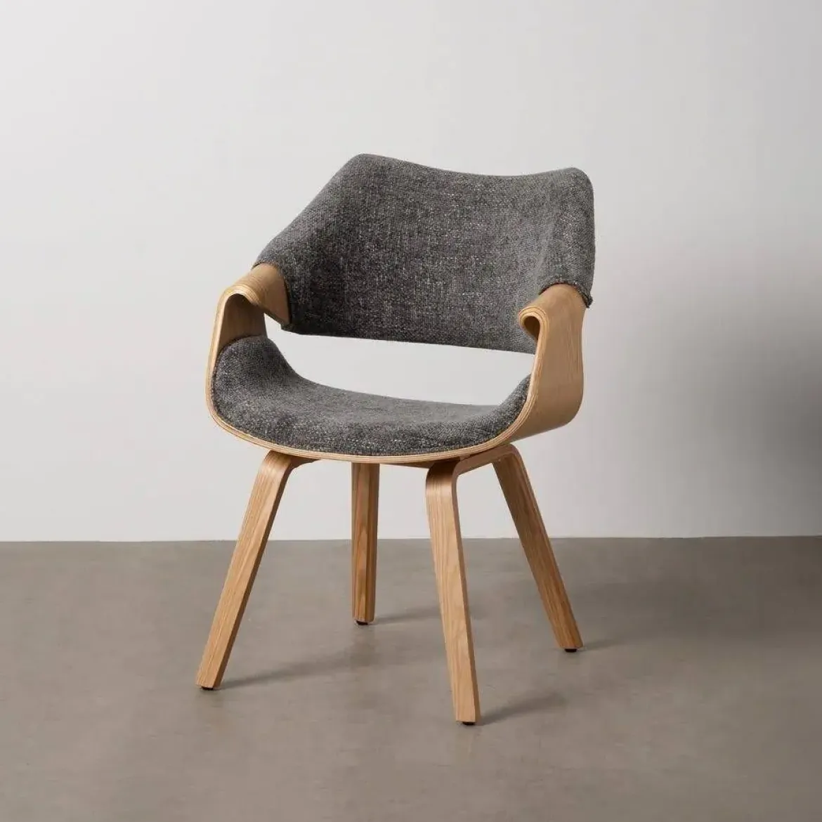 Silla Gris con Asiento Acolchado y Respaldo de Madera Natural 61 cm 612643