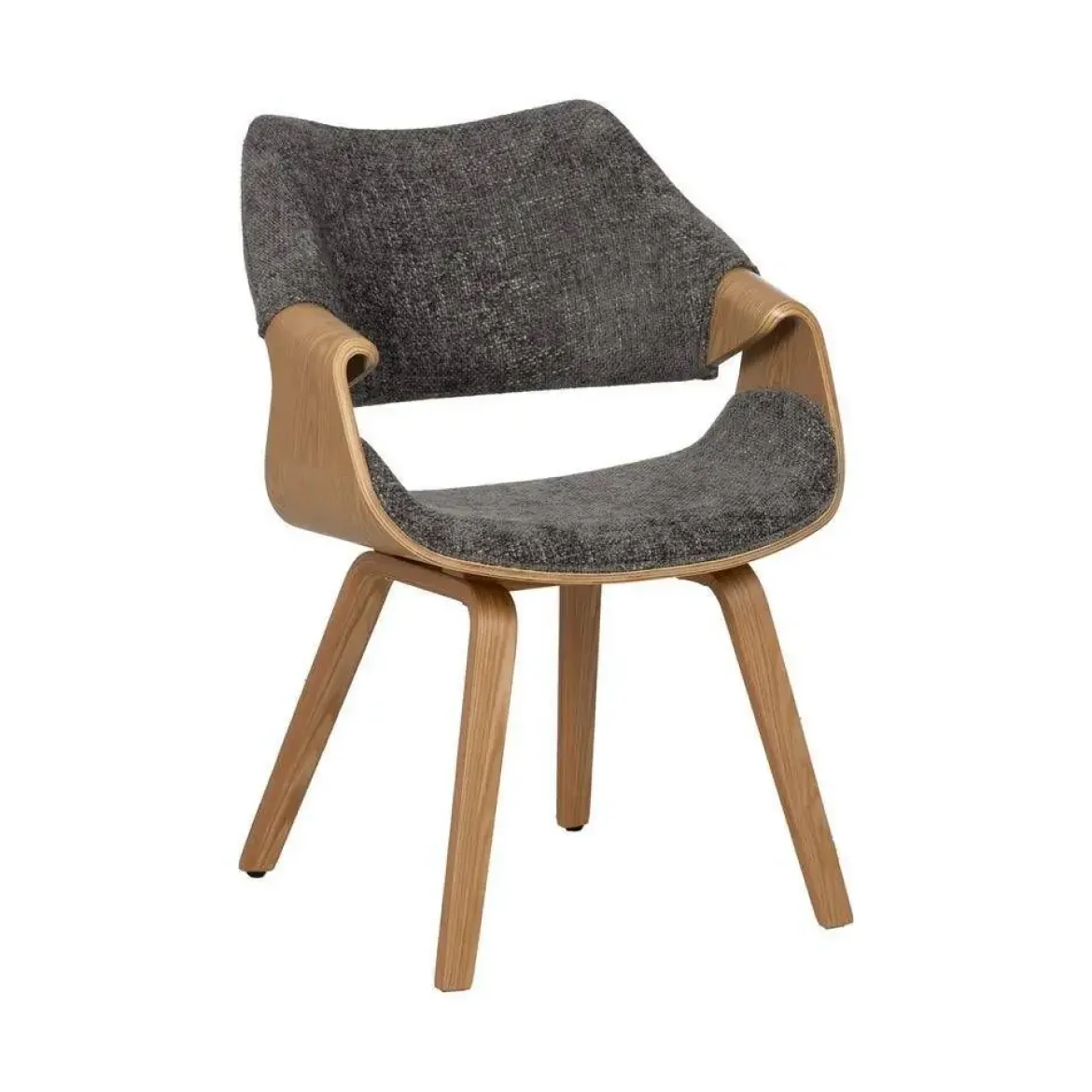 Silla Gris con Asiento Acolchado y Respaldo de Madera Natural 61 cm 612643