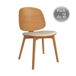 2 Sillas de Madera Natural Tapizadas CAELUM