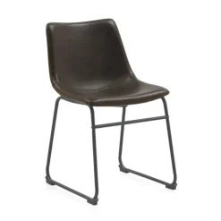 Silla tapizada en marrón con base de metal negra GABAR 10753/1