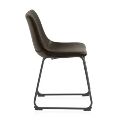 Silla tapizada en marrón con base de metal negra GABAR 10753/1