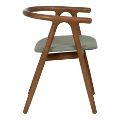 Silla Verde-Marrón con Asiento en Símil Piel y Estructura de Olmo 47 cm 613757
