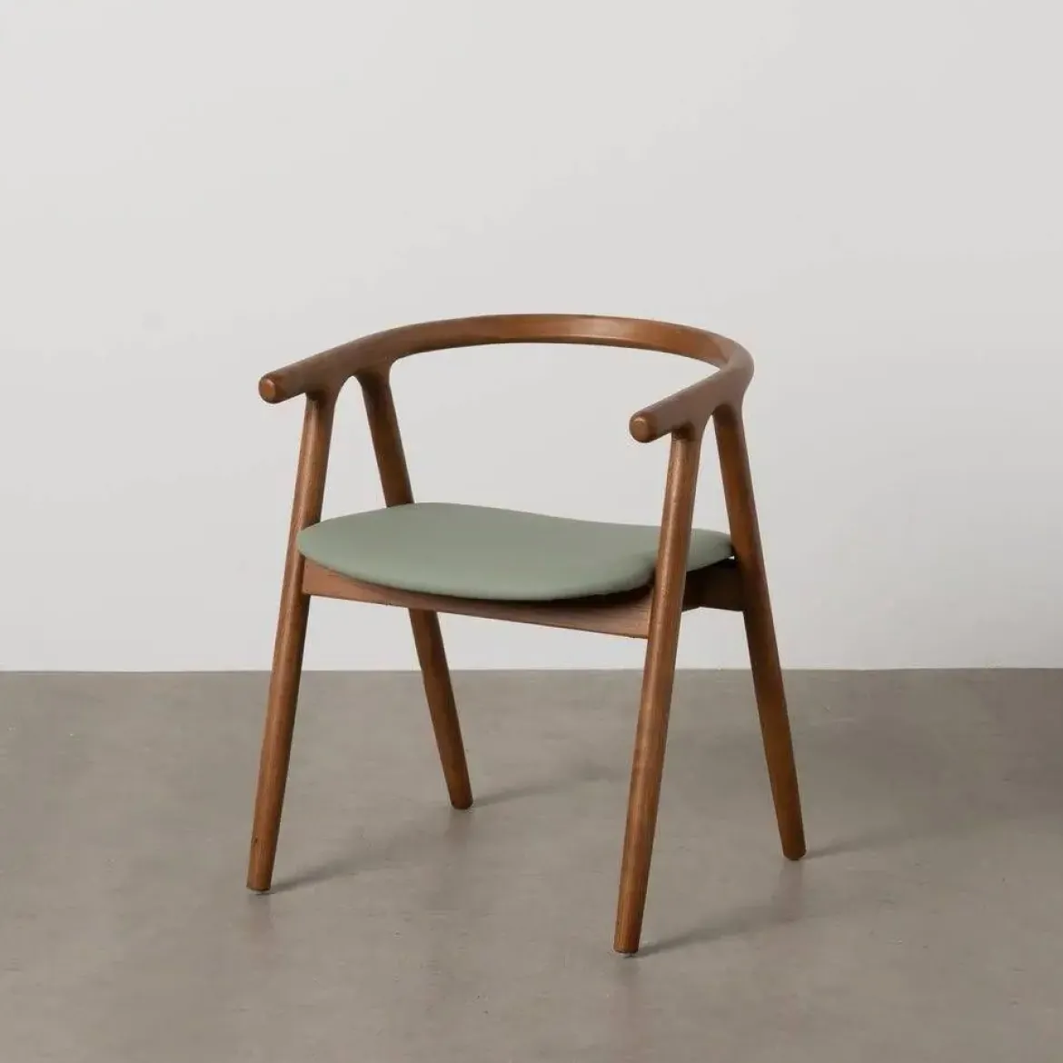 Silla Verde-Marrón con Asiento en Símil Piel y Estructura de Olmo 47 cm 613757