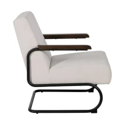 Sillón Beige con Patas de Hierro Negro y Asiento Acolchado 613466