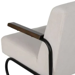 Sillón Beige con Patas de Hierro Negro y Asiento Acolchado 613466