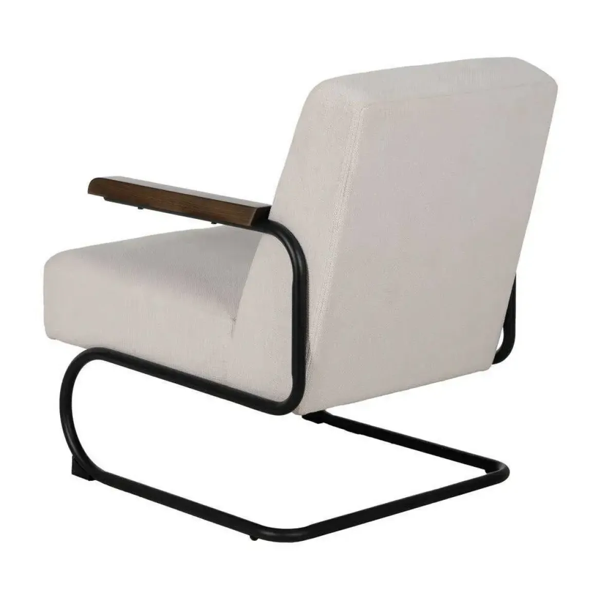 Sillón Beige con Patas de Hierro Negro y Asiento Acolchado 613466