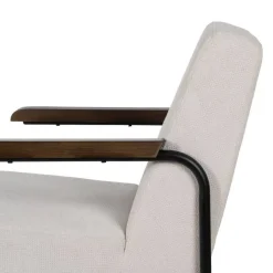 Sillón Beige con Patas de Hierro Negro y Asiento Acolchado 613466