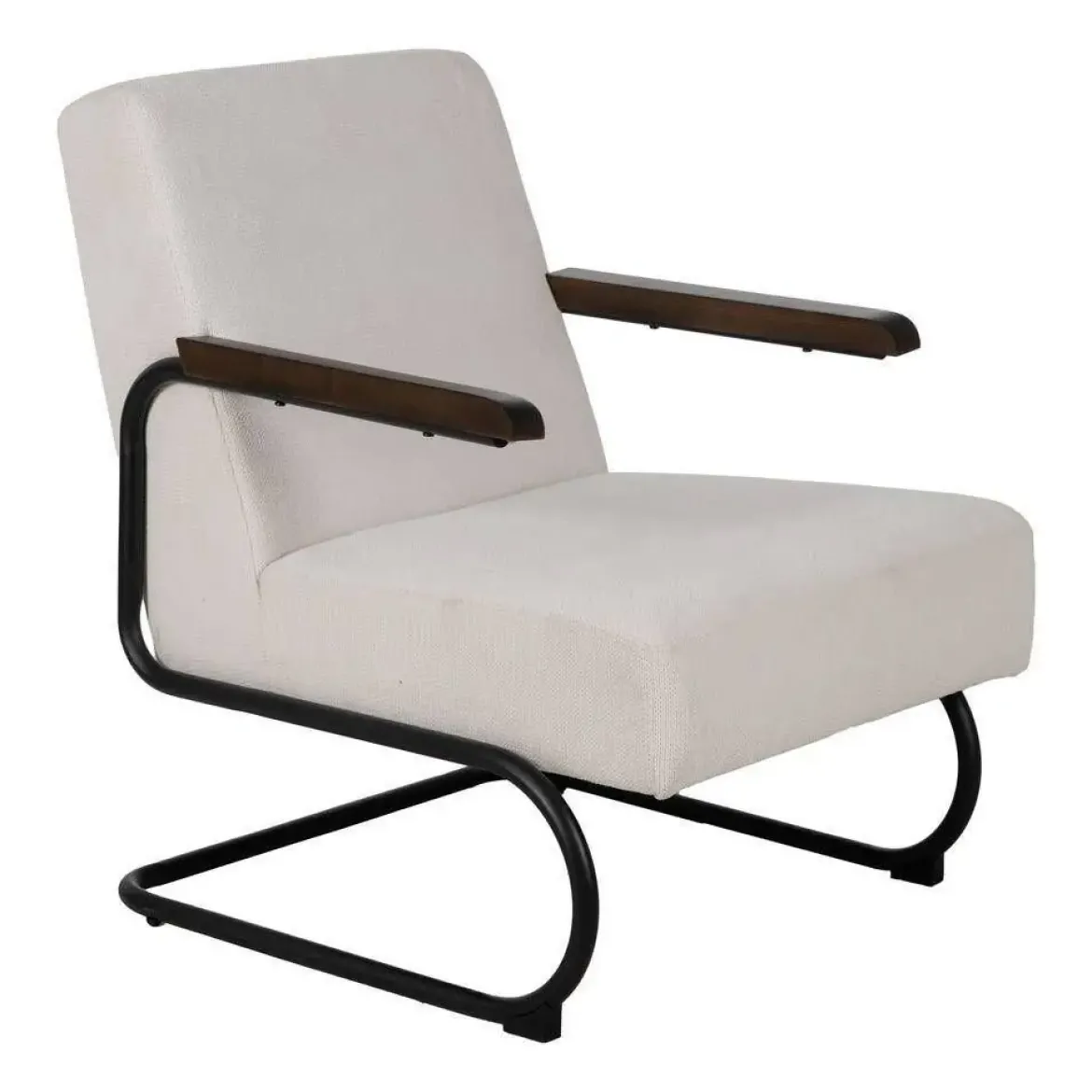 Sillón Beige con Patas de Hierro Negro y Asiento Acolchado 613466