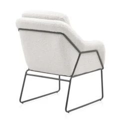 Sillón blanco tapizado con patas metálicas negras GABAR 10779