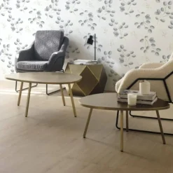 Sillón blanco tapizado con patas metálicas negras GABAR 10779