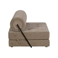 Sillón Cama Beige de Tejido Suave y Estructura de Madera 613617