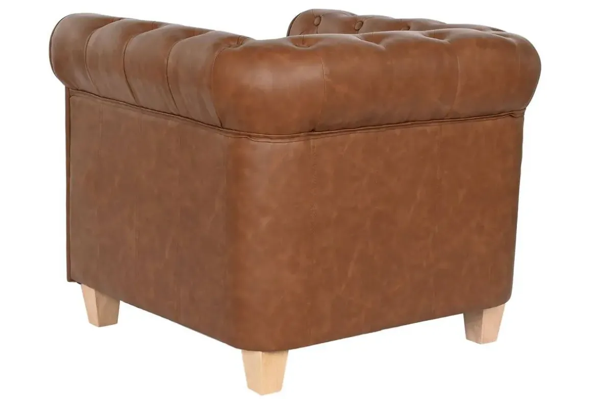 Sillón Chesterfield Estructura Tapizada en Simil Piel Marrón MB-210591