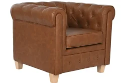 Sillón Chesterfield Estructura Tapizada en Simil Piel Marrón MB-210591