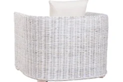 Sillón de Jardín en Ratán Blanco Decapé con Cojín MB-224101