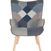 Sillón de Lectura Patchwork con Reposapiés en Lino MB-205533