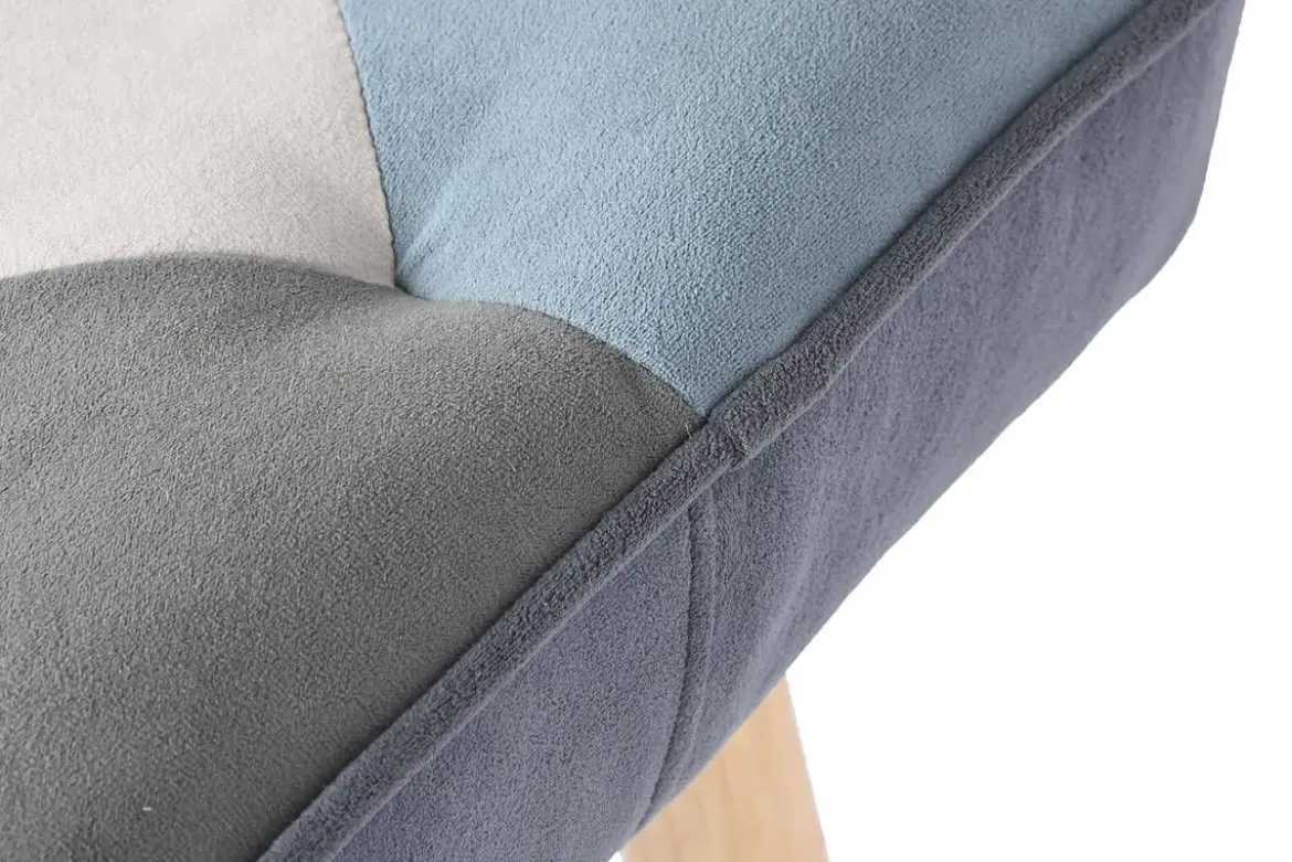 Sillón de Lectura Patchwork con Reposapiés en Lino MB-205533