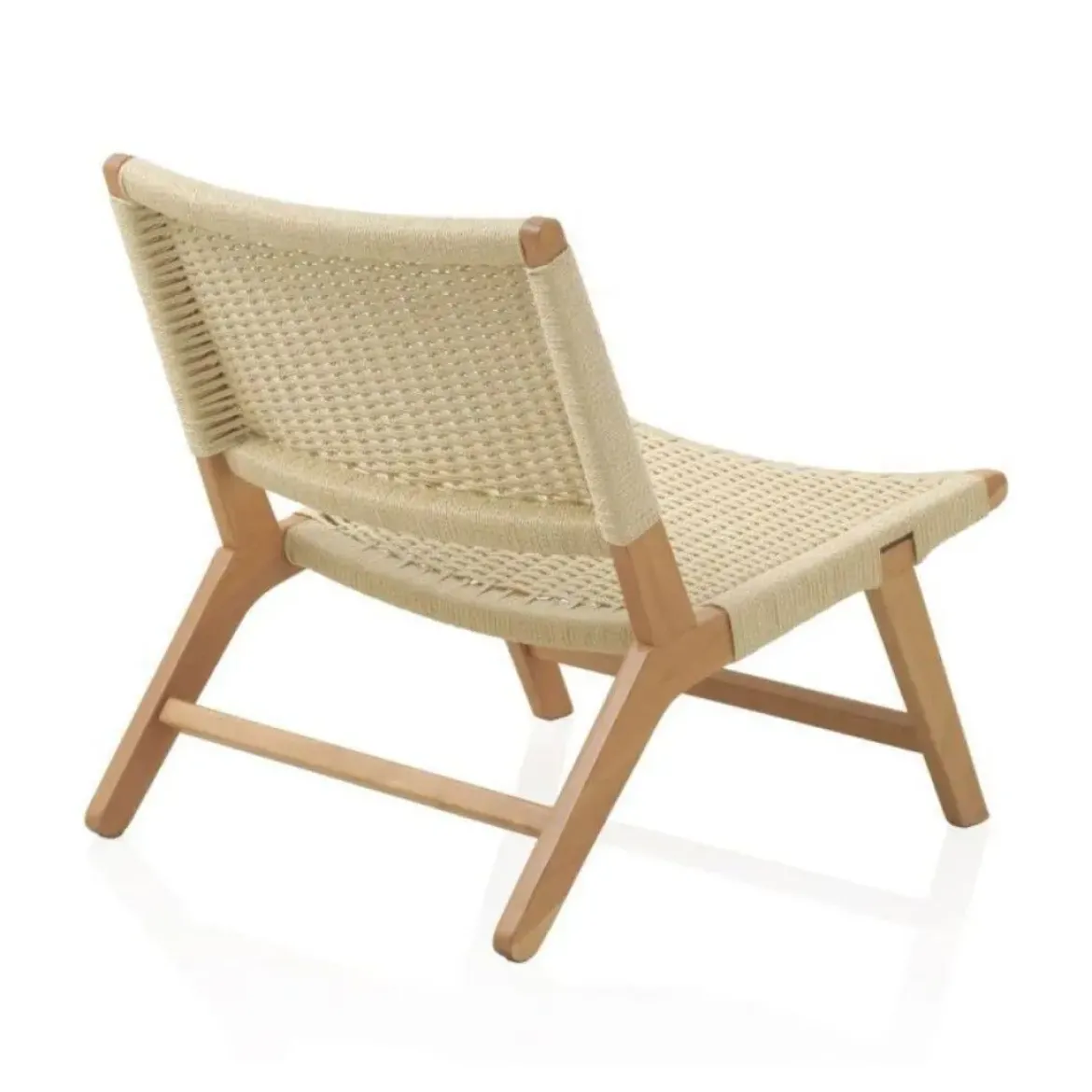 Sillón de madera de haya con acabado natural y asiento y respaldo trenzados GABAR 10874