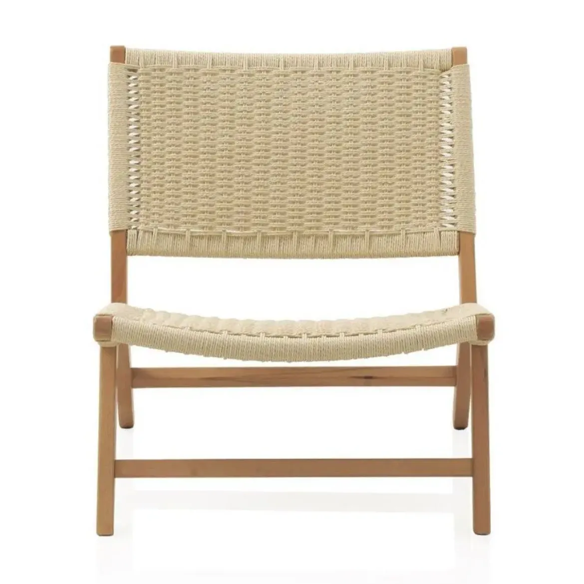 Sillón de madera de haya con acabado natural y asiento y respaldo trenzados GABAR 10874