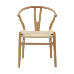 Sillón de Madera de Haya con Acabado Natural y Asiento Trenzado GABAR 10870/1