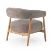 Sillón de Madera de Roble Natural Tapizado en Chenilla Topo GABAR 11686