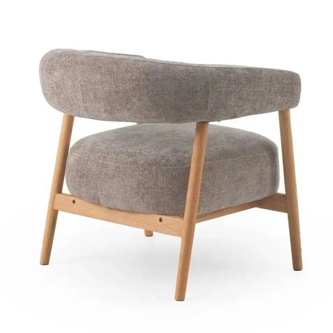 Sillón de Madera de Roble Natural Tapizado en Chenilla Topo GABAR 11686