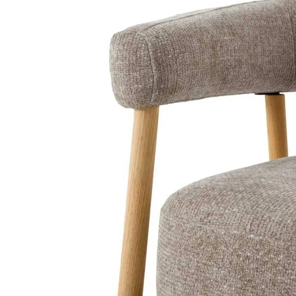 Sillón de Madera de Roble Natural Tapizado en Chenilla Topo GABAR 11686