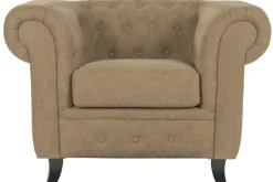 Sillón de Madera Tapizado en PU Marrón MB-223057