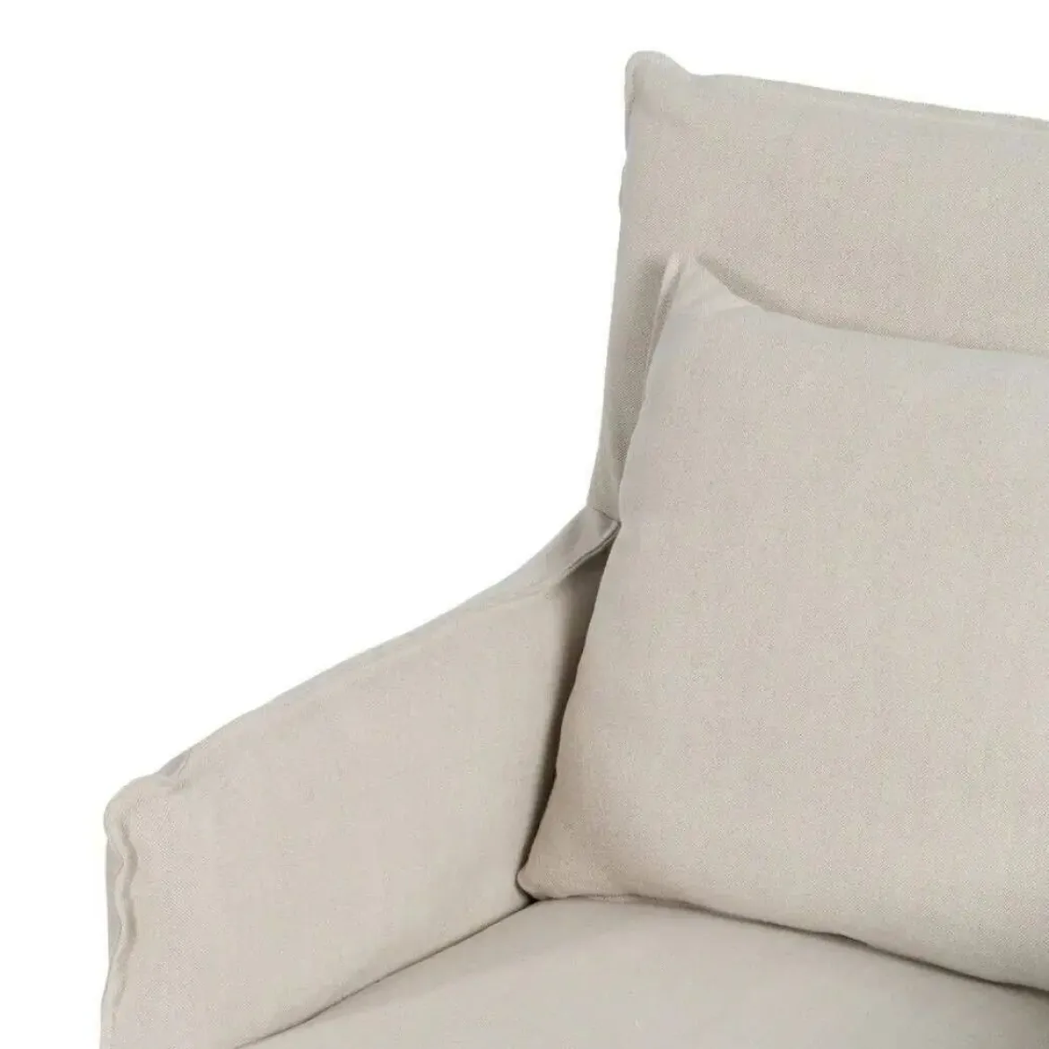 Sillón de Madera Tapizado en Tela Crema 611754