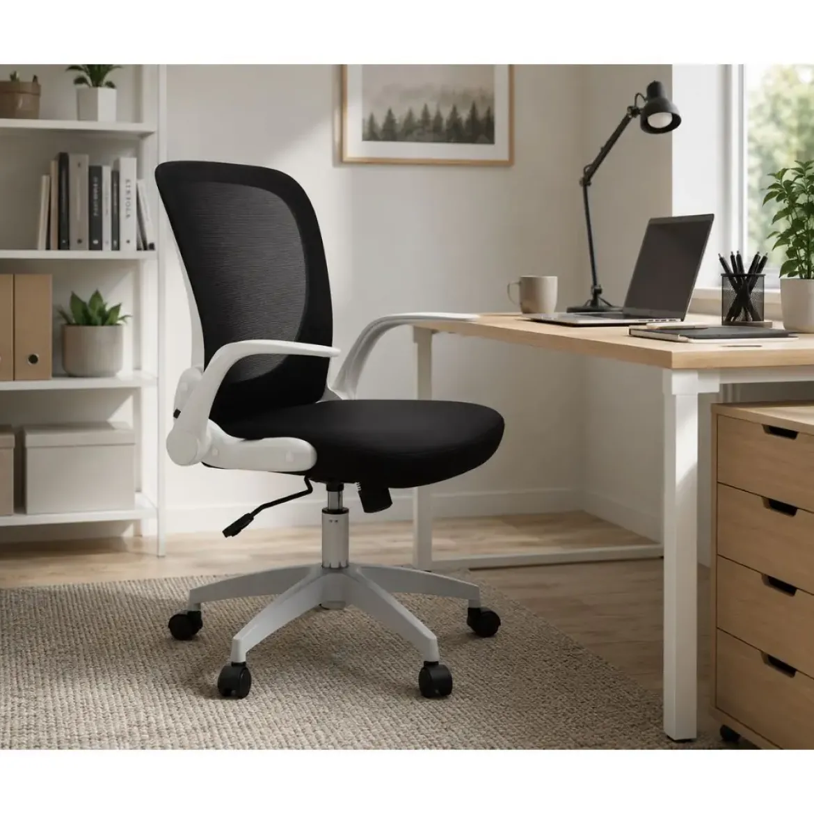 Sillón de Oficina con brazos Modelo OPEN Tapizado en tejido Mesh