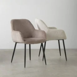 Sillón de pana blanca con patas de metal negras GABAR 11060/1