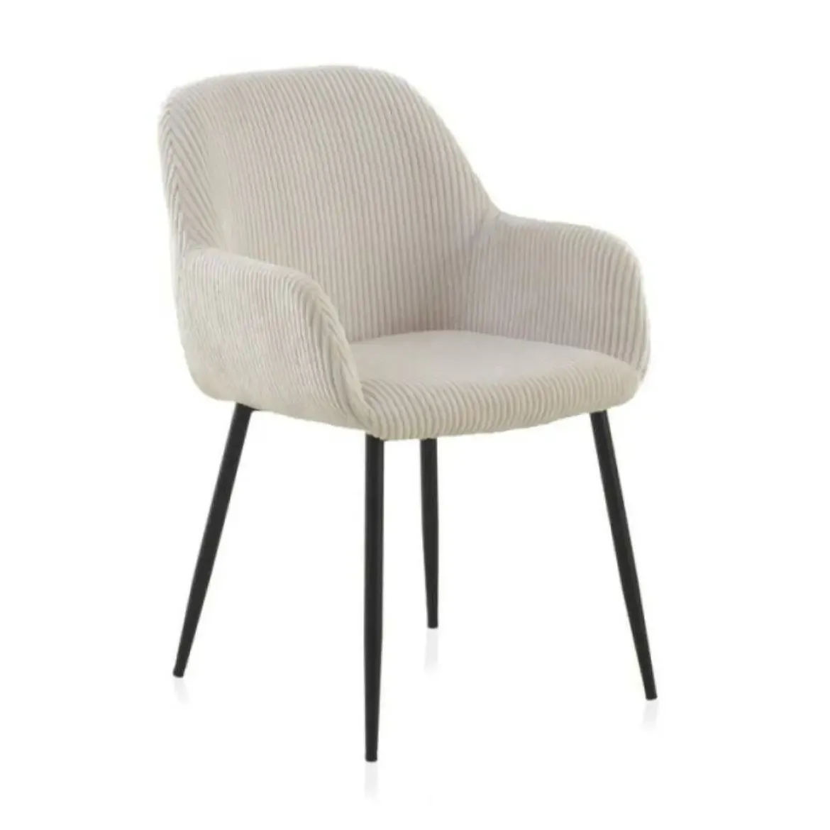 Sillón de pana blanca con patas de metal negras GABAR 11060/1