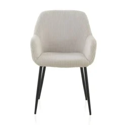 Sillón de pana blanca con patas de metal negras GABAR 11060/1