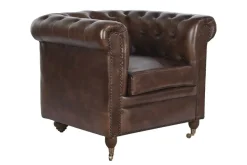 Sillón de Piel Clásico Chester Marrón Oscuro MB-208646