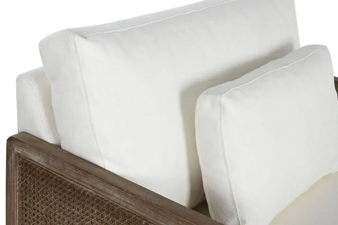 Sillón de Ratán Marrón con Asiento Tapizado en Poliéster MB-211720