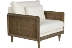 Sillón de Ratán Marrón con Asiento Tapizado en Poliéster MB-211720