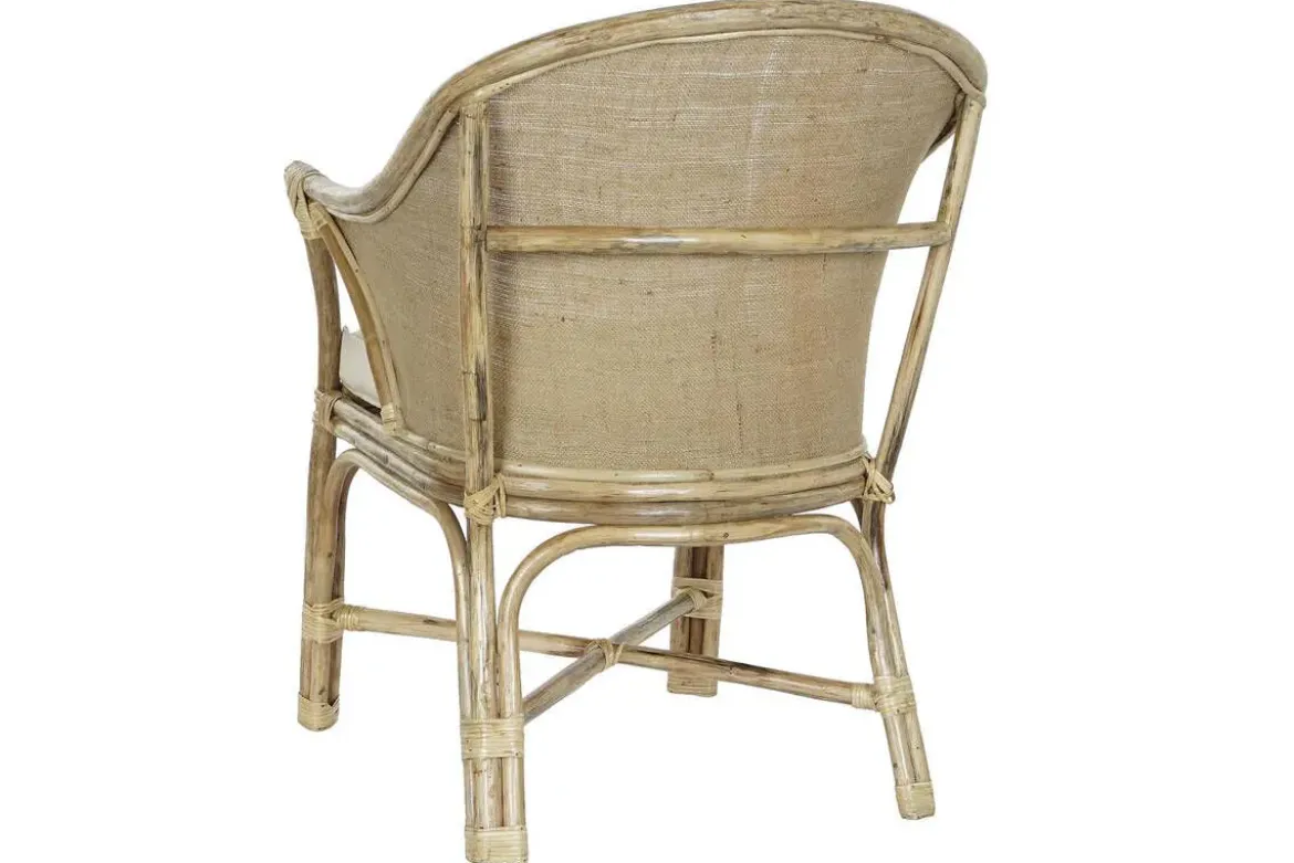 Sillón de Ratán Natural con Cojín de Algodón MB-207723