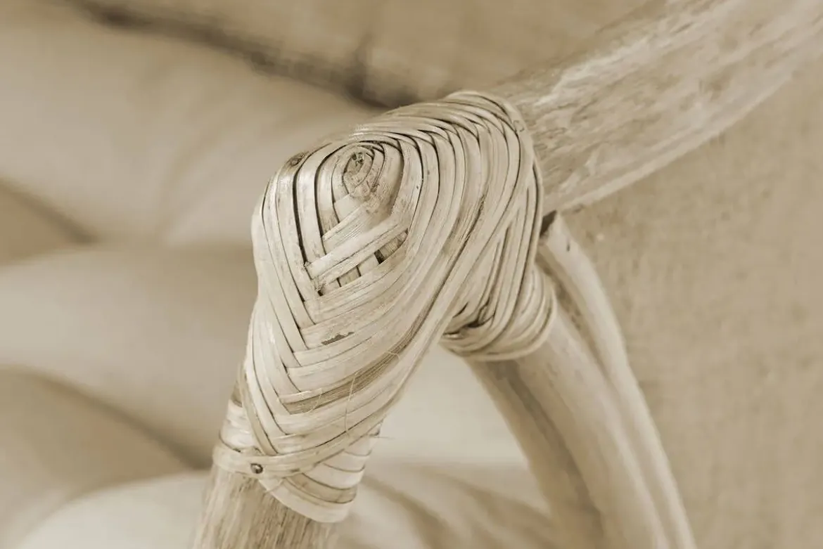 Sillón de Ratán Natural con Cojín de Algodón MB-207723